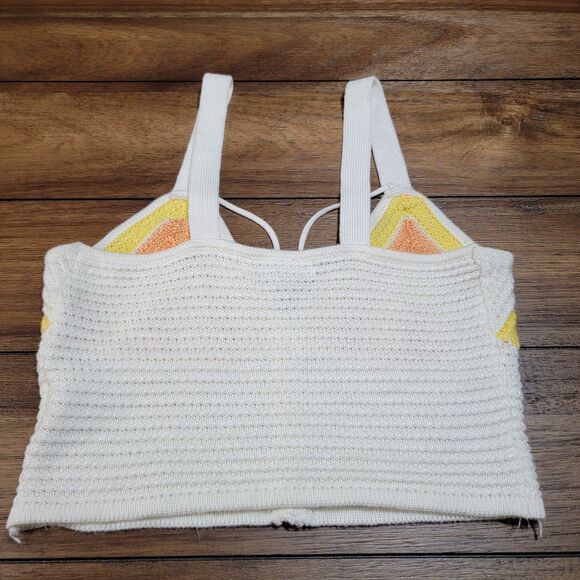 Madden NYC Knit Crop Top Tank Cream Yellow & Orange - Size Medium - Picture 3 of 5